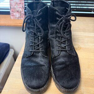 VINCE Women's Calf Hair Ankle Combat Boot Size 10  Zipper